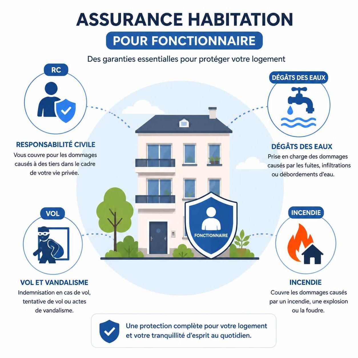 découvrez notre guide complet sur l'assurance habitation spécialement conçue pour les fonctionnaires, avec conseils, garanties et astuces pour bien protéger votre logement.